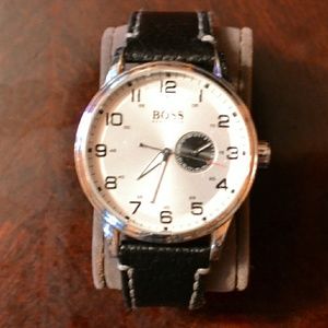 Hugo Boss Men's Aeroliner Black Leather Strap Watc